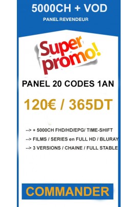 Revendeur IPTV 20 codes - 3500CH + VOD FILMS ET SERIES