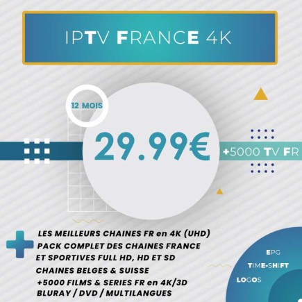 Abonnement IPTV France Extra UHD (4K) 12 Mois tunisie