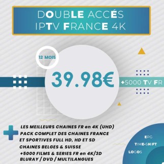 Pack Deux Abonnements IPTV France Extra UHD (4K) 12 Mois tunisie