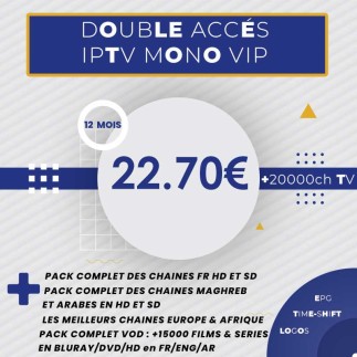 Pack Deux Abonnements IPTV Mono Vip HD 12 mois tunisie