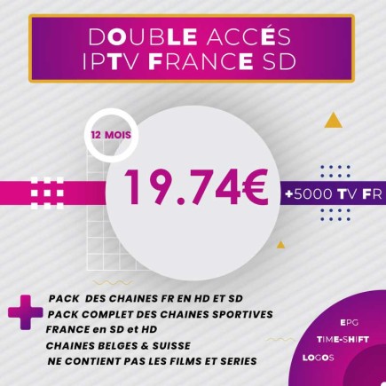 Pack Deux Abonnements IPTV France SD 1 an