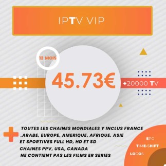 Abonnement IPTV Vip 4K Sans VOD 12 mois tunisie