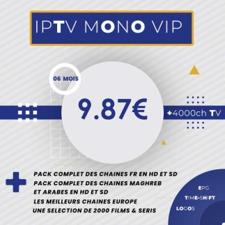 Abonnement IPTV Mono Vip HD 6 mois tunisie