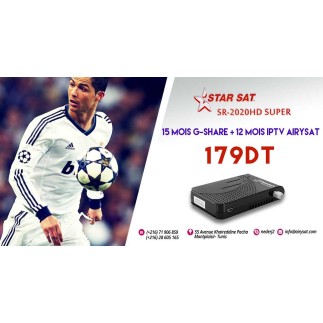 Récepteur Starsat 2020HD SUPER + 15 mois G-share + 12 mois IPTV AIRYSAT tunisie