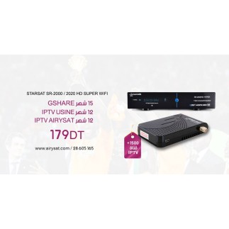 Récepteur Starsat 2000HD Hyper + 15 mois GSHARE + 12 mois IPTV AIRYSAT tunisie