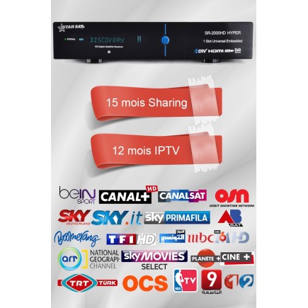 Récepteur Starsat 2000HD Hyper + 15 mois GSHARE + 12 mois IPTV AIRYSAT