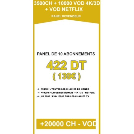 Revendeur 10 codes - 3500CH + 10000VOD 4K/3D tunisie
